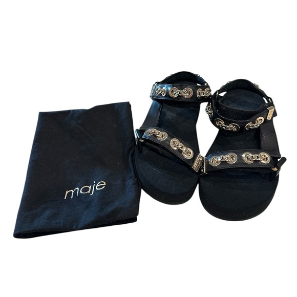 Maje Frankie Chain-Embellished Leather Sandals Size 36 - Picture 11 of 11